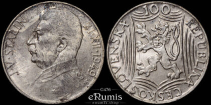 Czechoslovakia, 100 Korun 1949, Stalin, silver, UNC