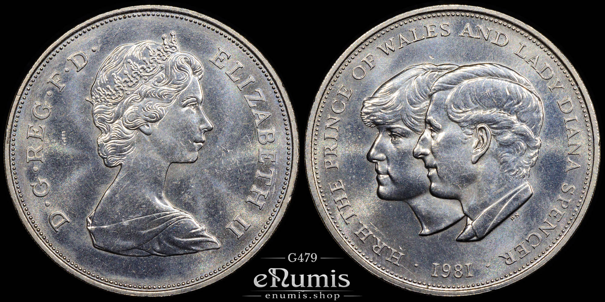 Great Britain, Elizabeth II, Crown 1981, Wedding of Charles and Diana, UNC Great Britain, Elizabeth II, Crown 1981, Wedding of Charles and Diana, UNC