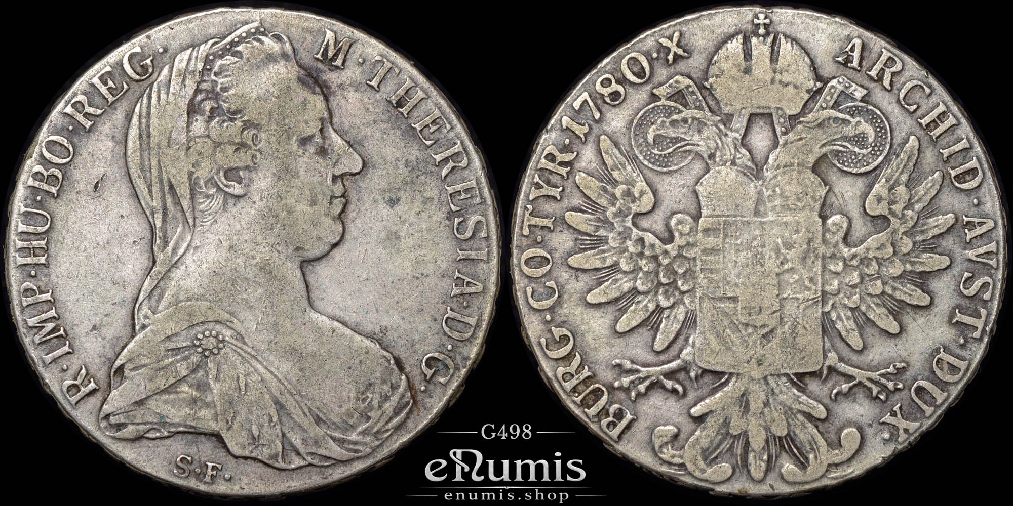 AUSTRIA, Maria Theresa, Taler 1780, Hafner 49, struck in Vienna 1860-90, VF