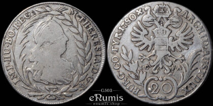 AUSTRIA, Maria Theresa, 20 Kreuzer 1780 IC-FA, Vienna, VF