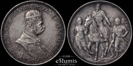 HUNGARY, Franz Joseph I, 1 Korona 1896, Millennium Commemorative, XF-UNC
