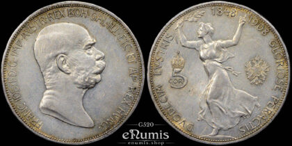 AUSTRIA, Franz Joseph I, 5 Corona 1908, 60th anniversary of reign, XF-UNC
