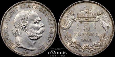 HUNGARY, Franz Joseph I, 5 Korona 1900, aUNC