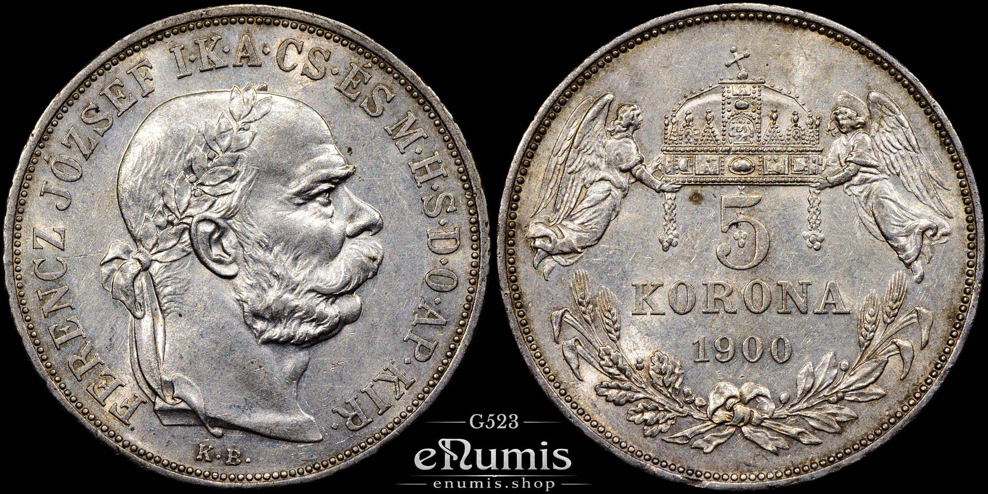 HUNGARY, Franz Joseph I, 5 Korona 1900, aUNC