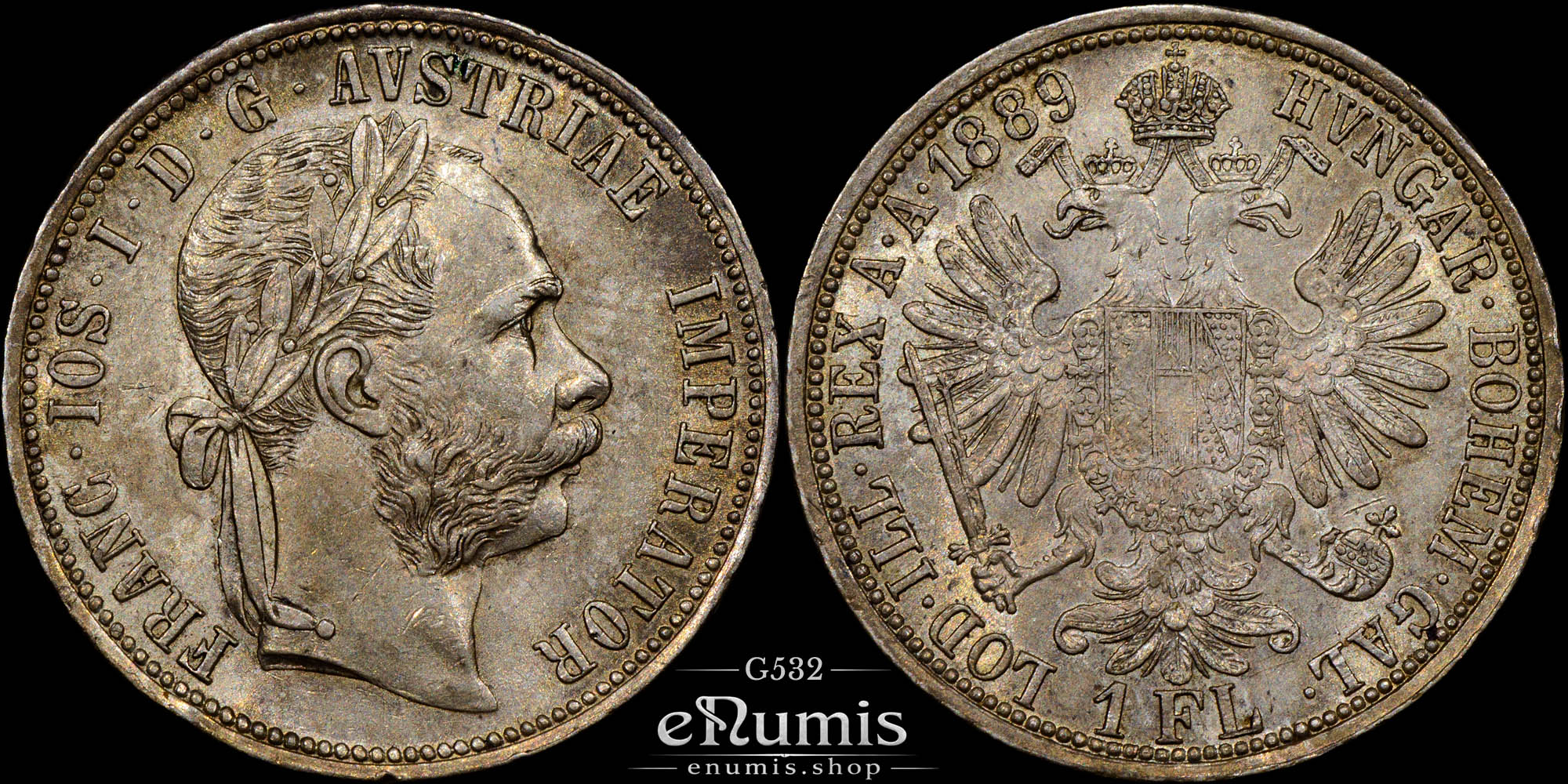 AUSTRIA, Franz Joseph I, 1 Florin Gulden 1889, UNC