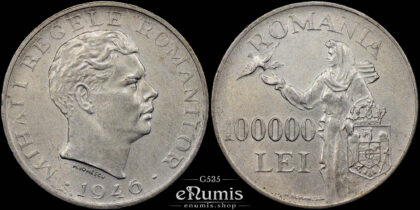 ROMANIA, Mihai I, 100000 Lei 1946, silver, UNC