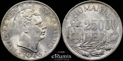 ROMANIA, Mihai I, 25000 Lei 1946, silver, UNC