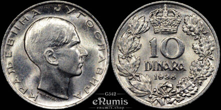 YUGOSLAVIA, Peter II, 10 Dinara 1938, UNC