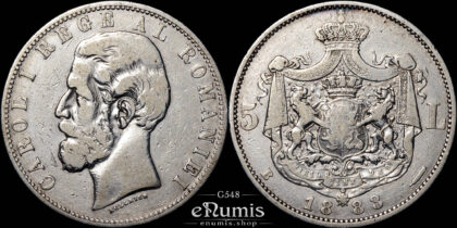 ROMANIA, Carol I, 5 Lei 1883, VF
