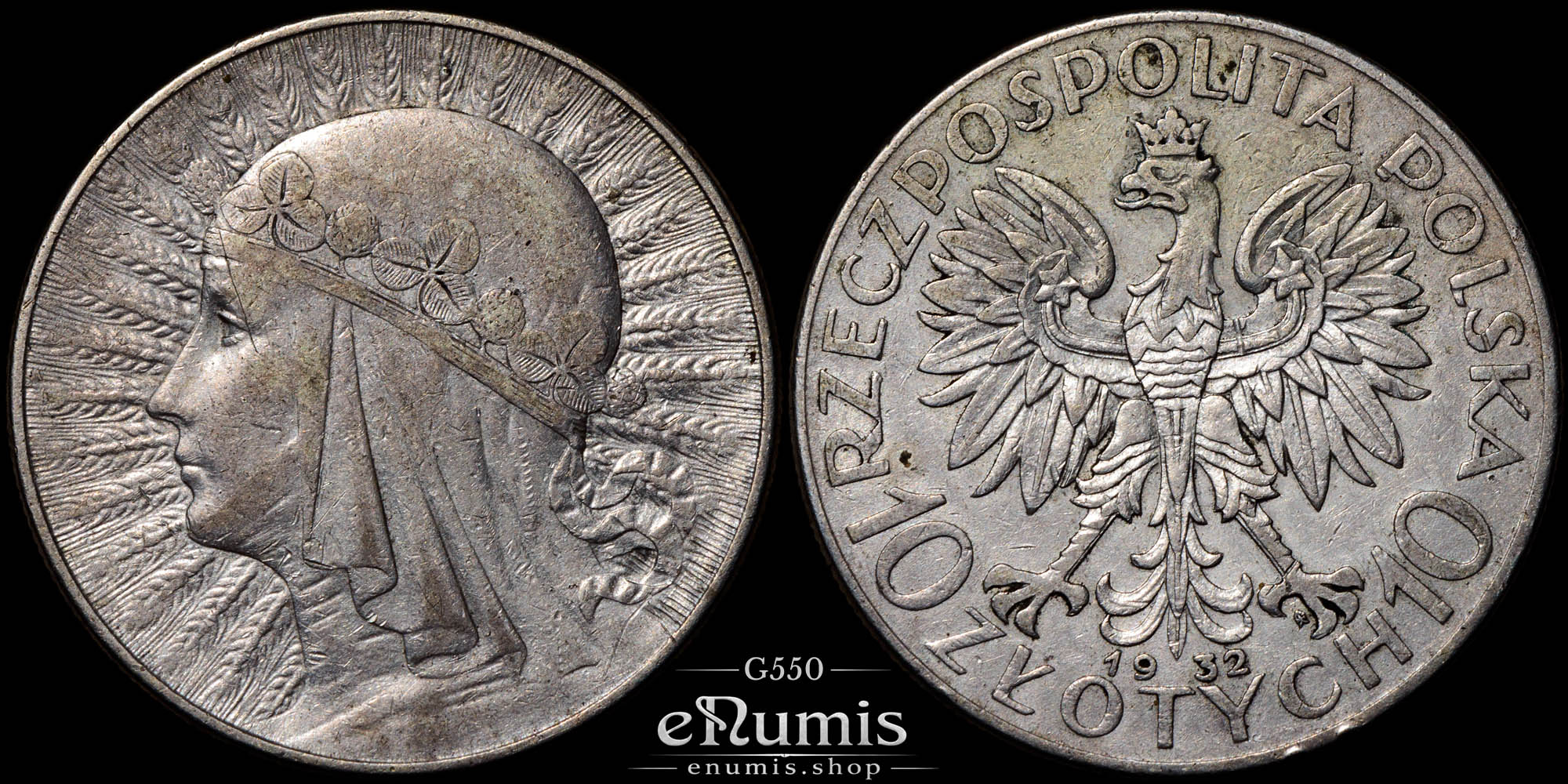 POLAND, 10 Zlotych 1932, Jadwiga, Warsaw mint, VF+