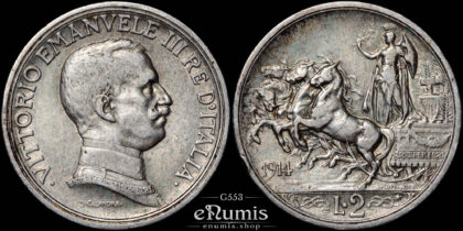 ITALY, Vittorio Emanuele III, 2 Lire 1914 R, XF