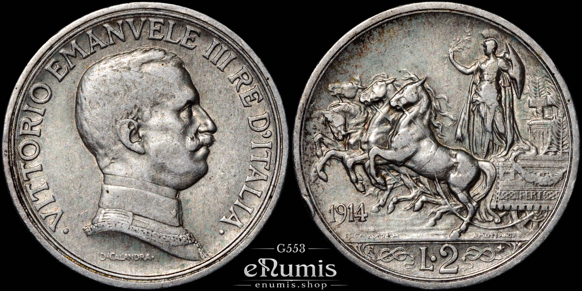 ITALY, Vittorio Emanuele III, 2 Lire 1914 R, XF