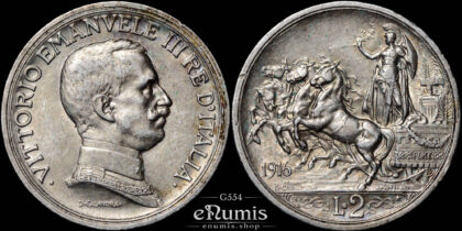 ITALY, Vittorio Emanuele III, 2 Lire 1916 R, XF-UNC