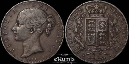 Great Britain, Victoria, Crown 1844, VIII, Cinquefoil, VF+