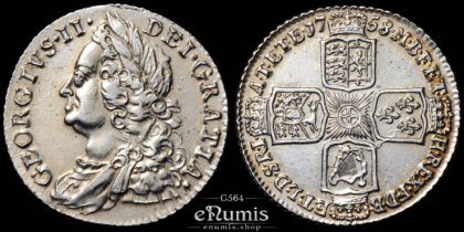 Great Britain, George II, Shilling 1758, aUNC
