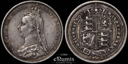 Great Britain, Victoria, Sixpence 1887, R over V, Rare!, VF+