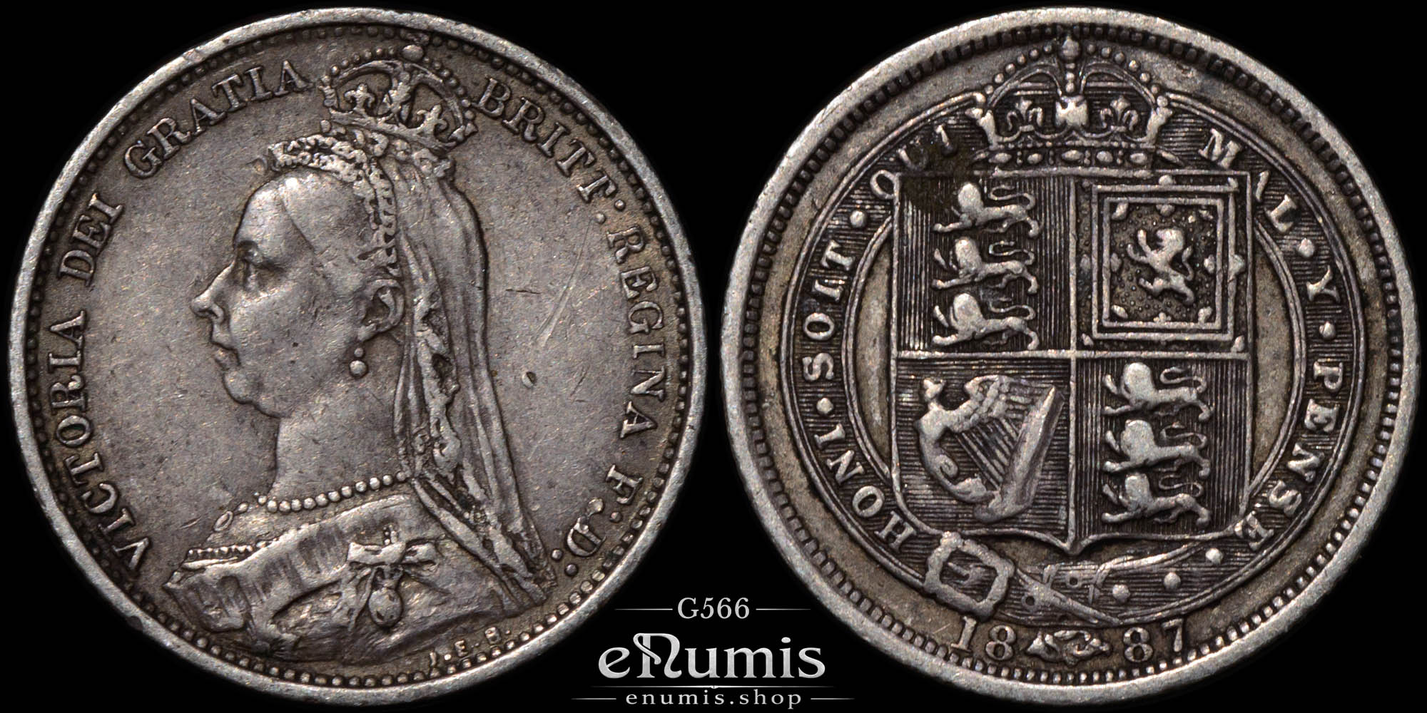 Great Britain, Victoria, Sixpence 1887, R over V, Rare!, VF+