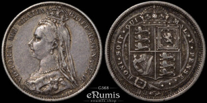 Great Britain, Victoria, Sixpence 1887, Shield, VF+