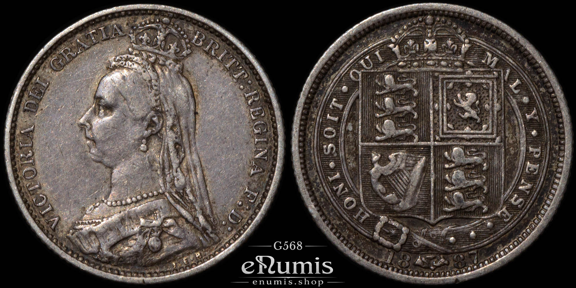 Great Britain, Victoria, Sixpence 1887, Shield, VF+