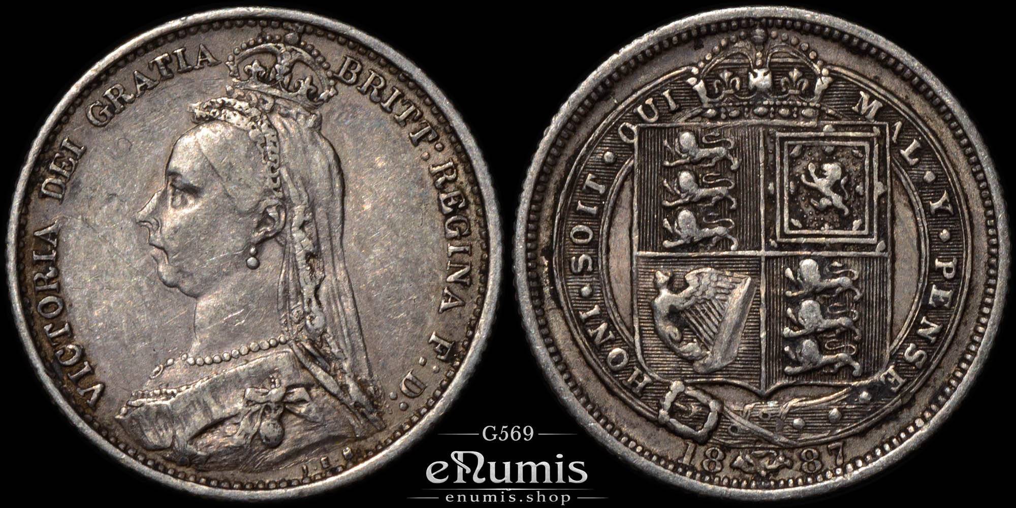 Great Britain, Victoria, Sixpence 1887, Shield, VF+