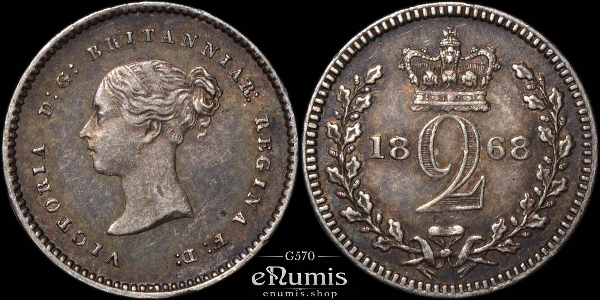 Great Britain, Victoria, 2 Pence 1868, Maundy, XF+