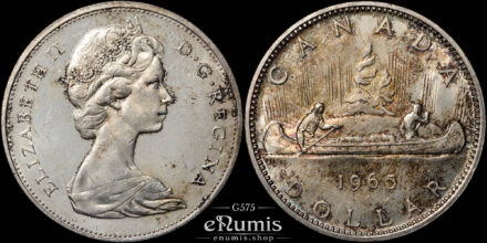 CANADA, Elizabeth II, Dollar 1965, silver, UNC