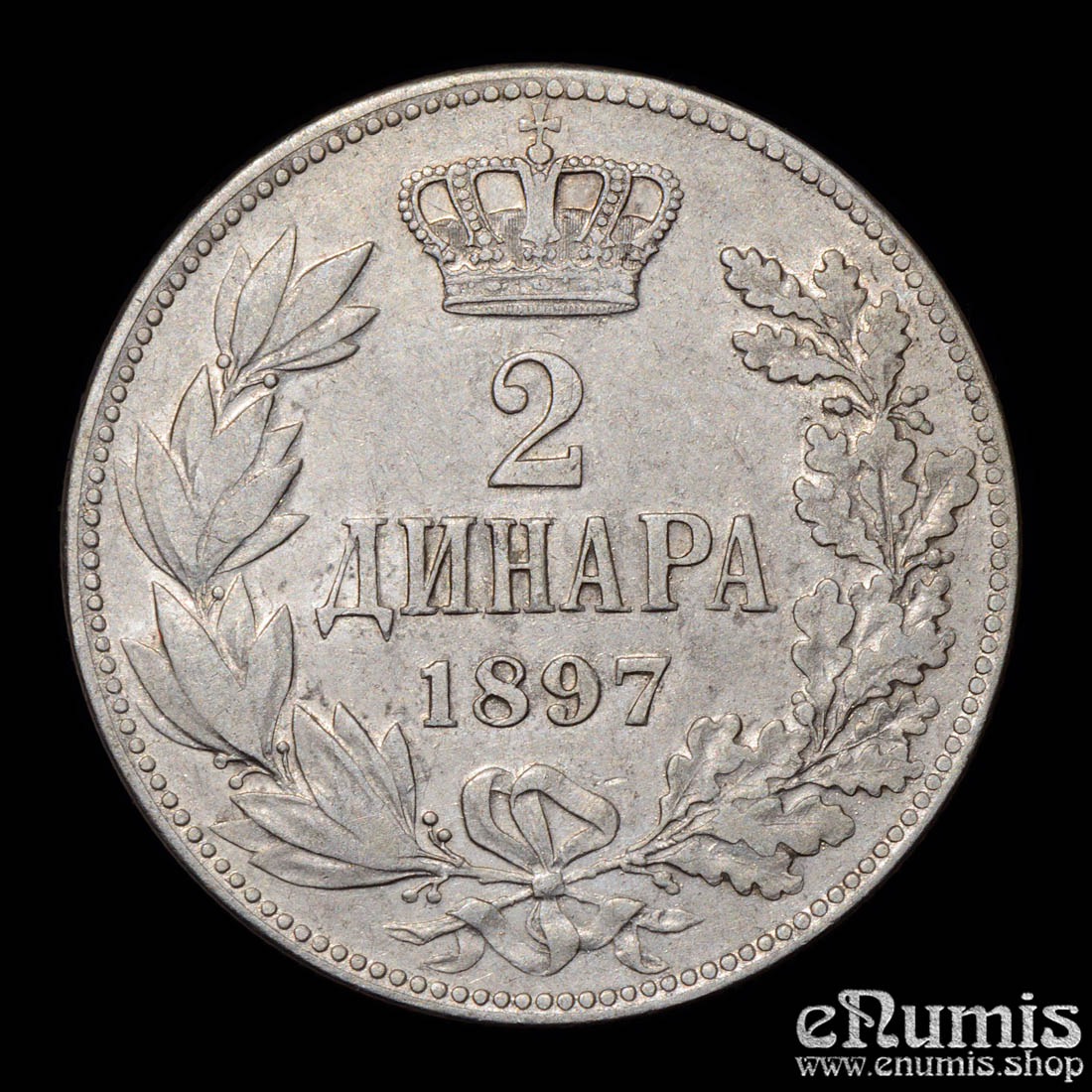 SERBIA, Alexander I, 2 Dinara 1897, VF+
