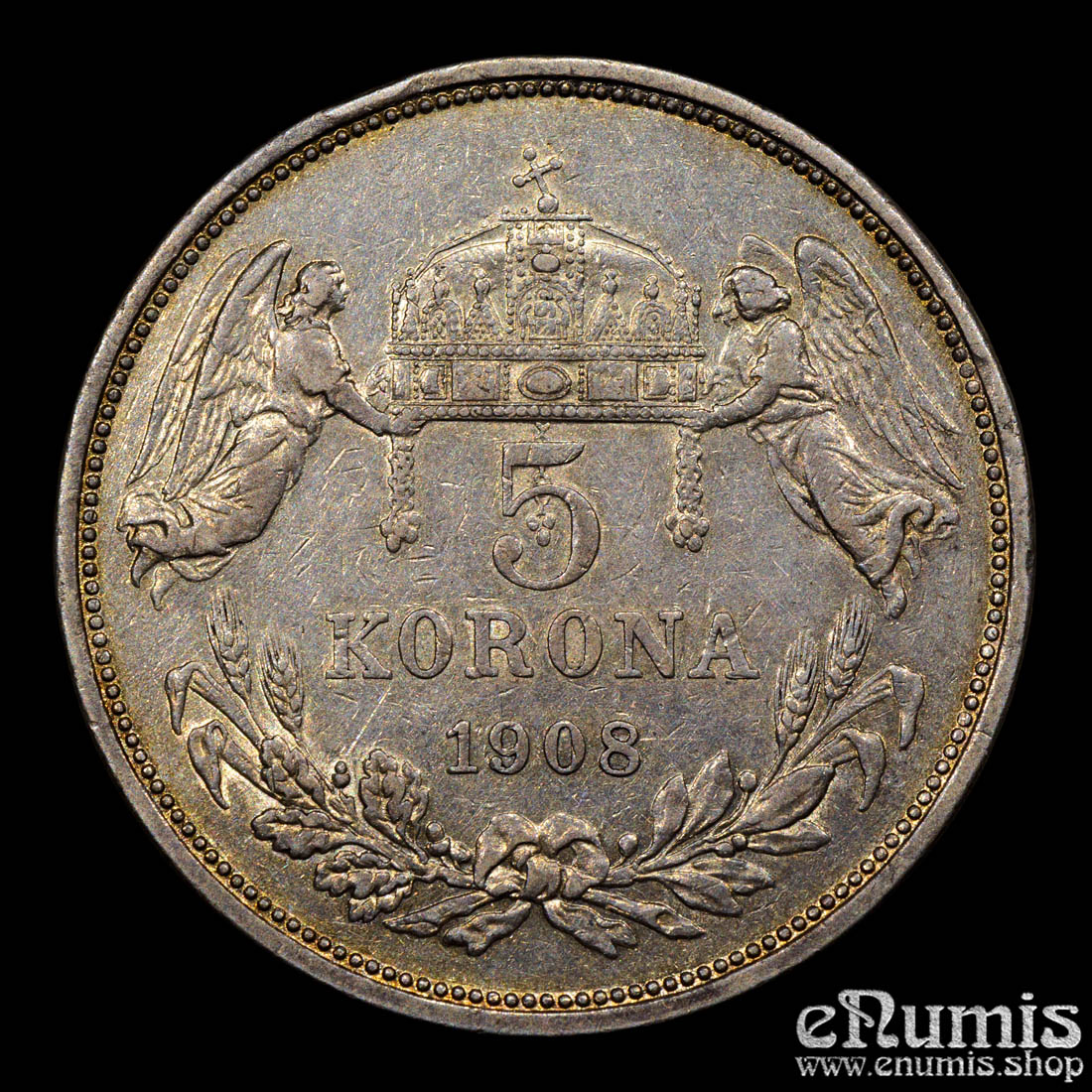 HUNGARY, Franz Joseph I, 5 Korona 1908, XF