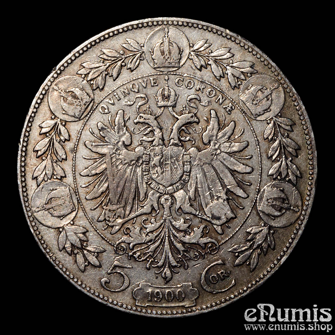 AUSTRIA, Franz Joseph I, 5 Corona 1900, VF