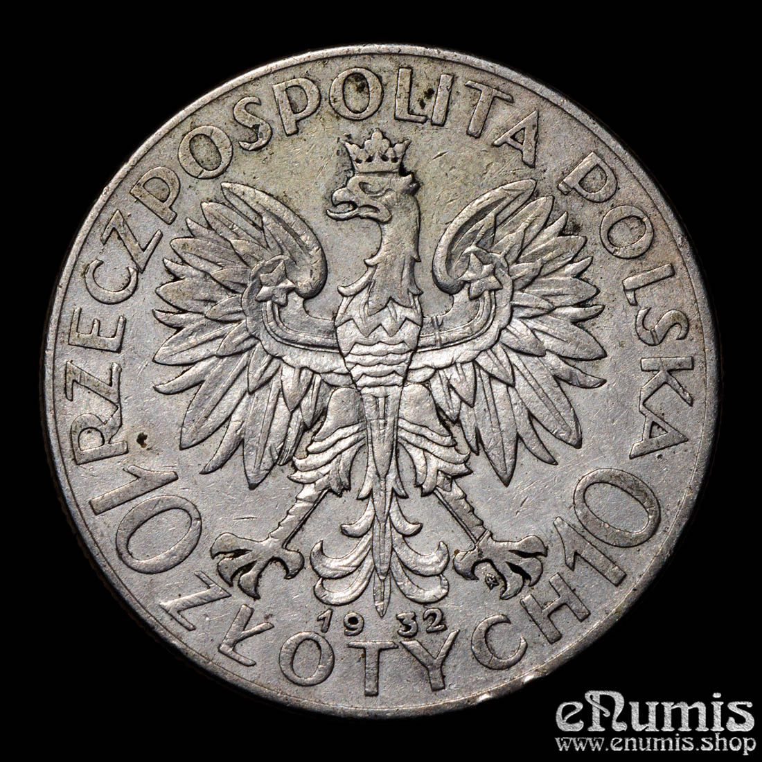 POLAND, 10 Zlotych 1932, Jadwiga, Warsaw mint, VF+