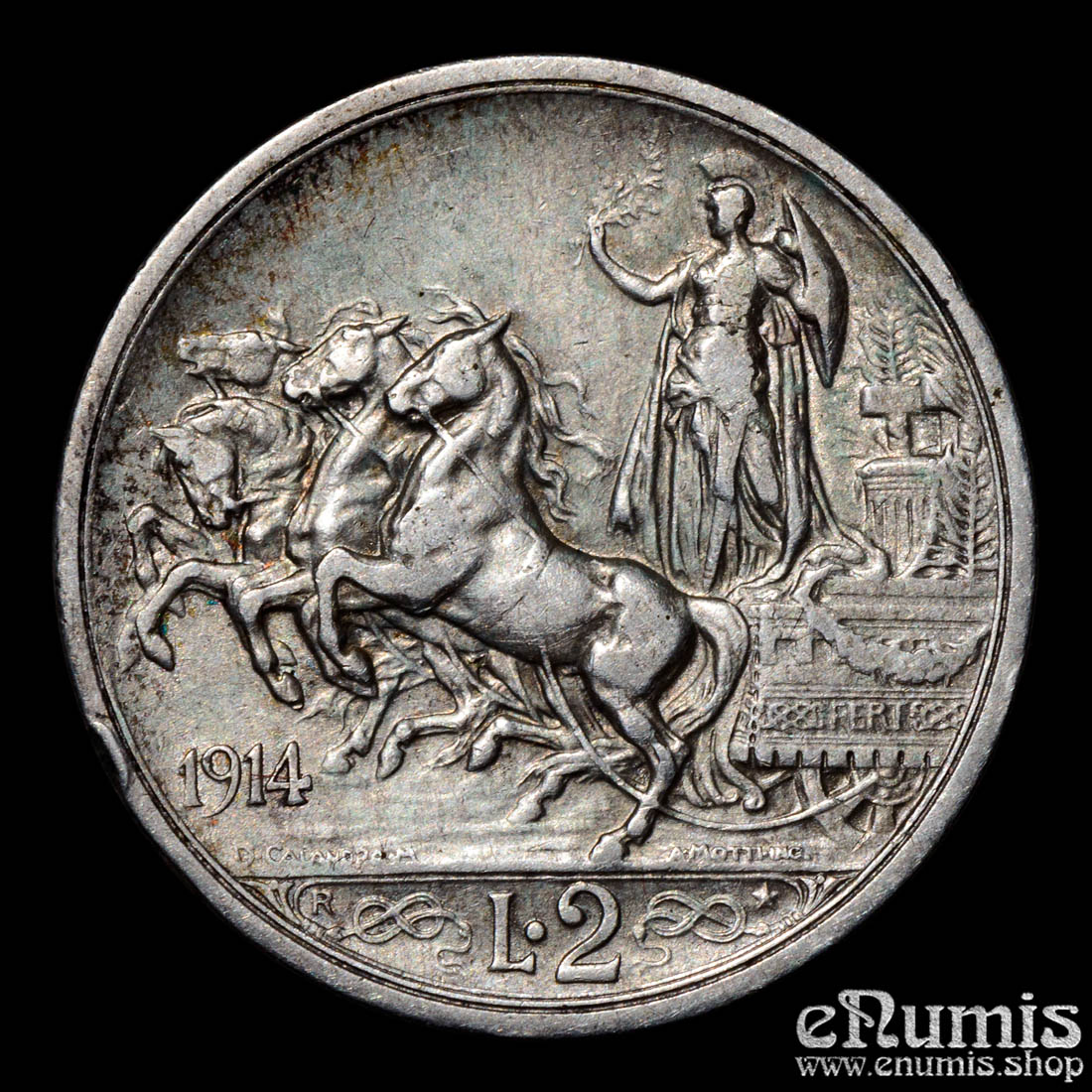 ITALY, Vittorio Emanuele III, 2 Lire 1914 R, XF