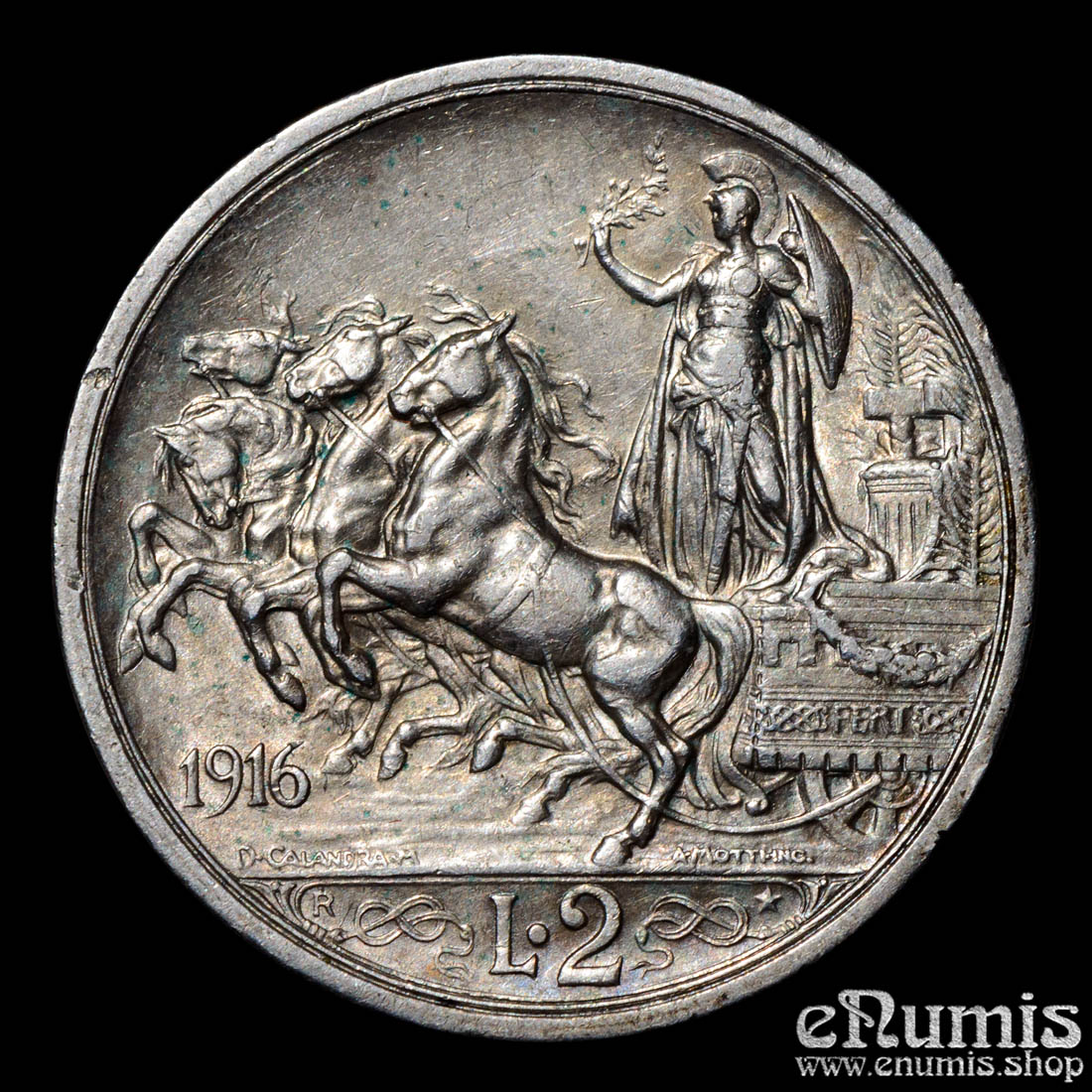 ITALY, Vittorio Emanuele III, 2 Lire 1916 R, XF-UNC