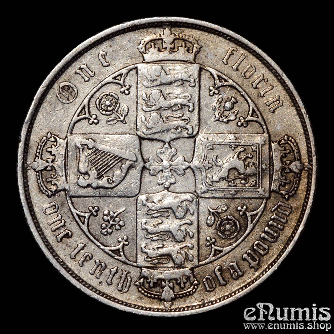 Great Britain, Victoria, Gothic Florin 1881, VF/VF+