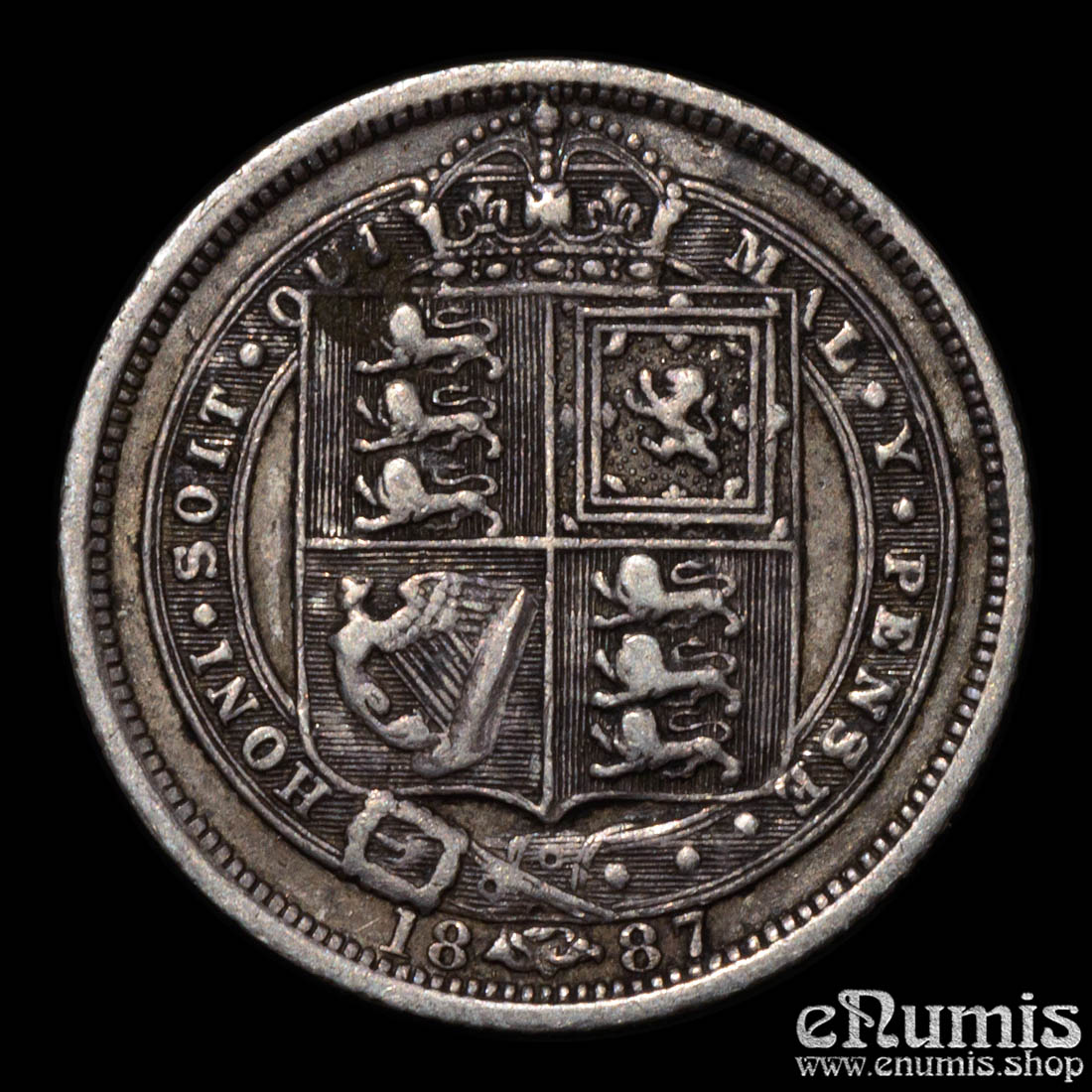 Great Britain, Victoria, Sixpence 1887, R over V, Rare!, VF+