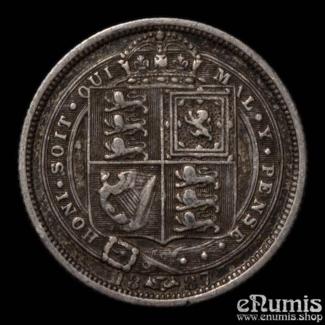Great Britain, Victoria, Sixpence 1887, Shield, VF+