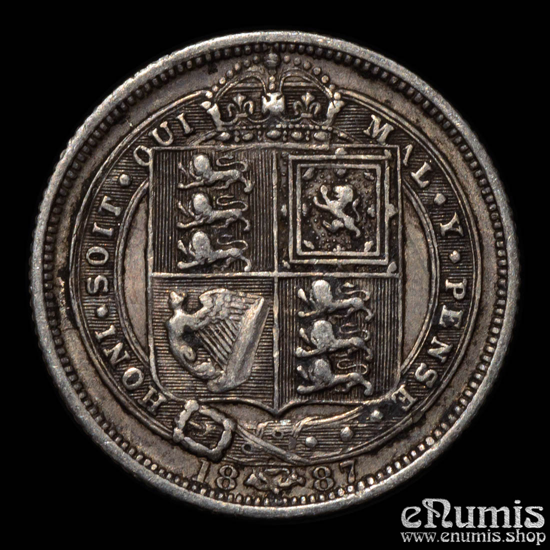 Great Britain, Victoria, Sixpence 1887, Shield, VF+