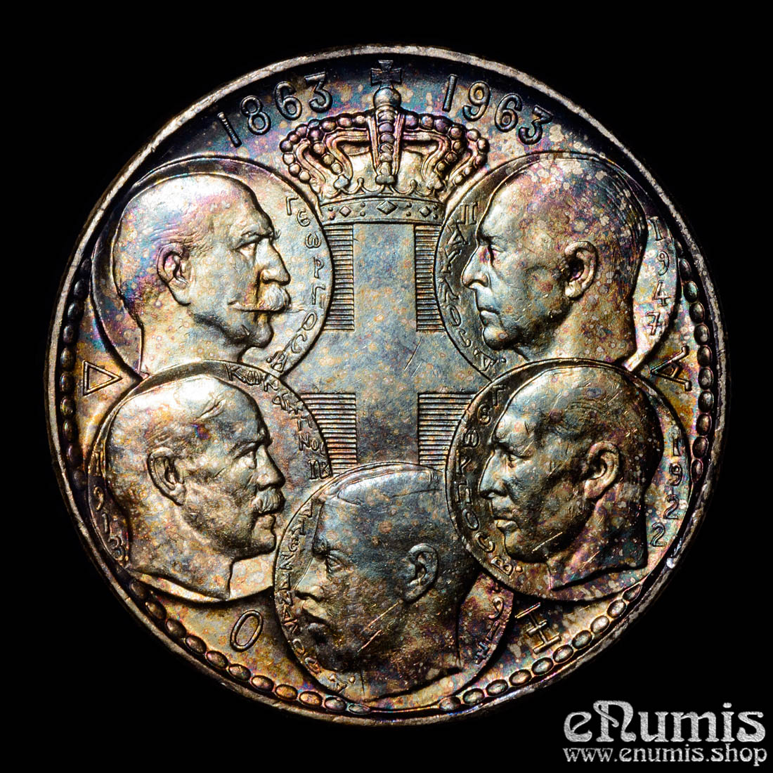 GREECE, Paul I, 30 Drachmai 1963, Centennial - Five Greek Kings, silver, UNC GREECE, Paul I, 30 Drachmai 1963, Centennial - Five Greek Kings, silver, UNC