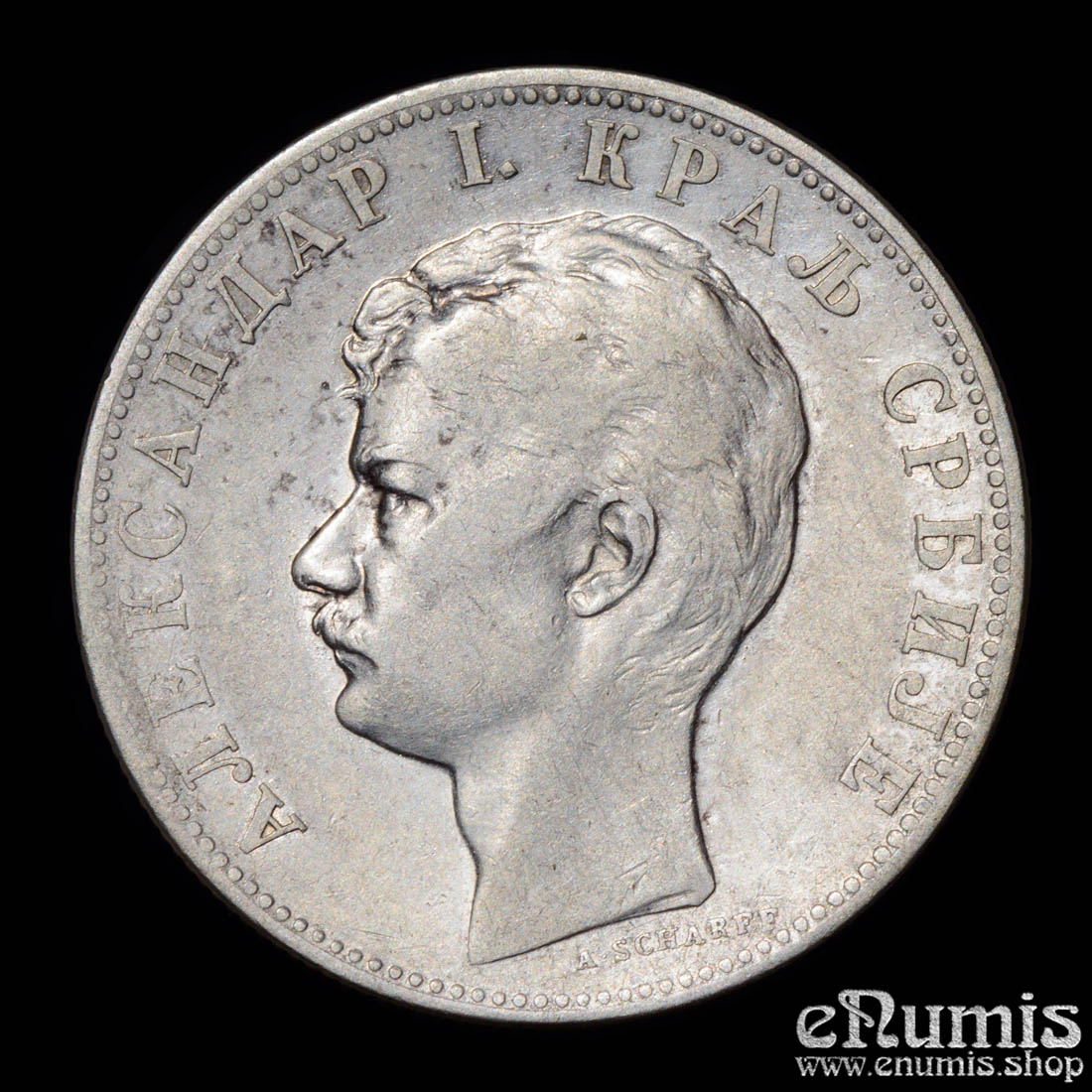 SERBIA, Alexander I, 2 Dinara 1897, VF+