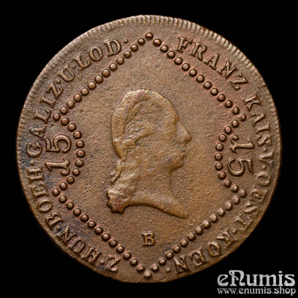 AUSTRIA, Franz I, 15 Kreuzer 1807 B, Kremnitz, VF-XF • • 👍