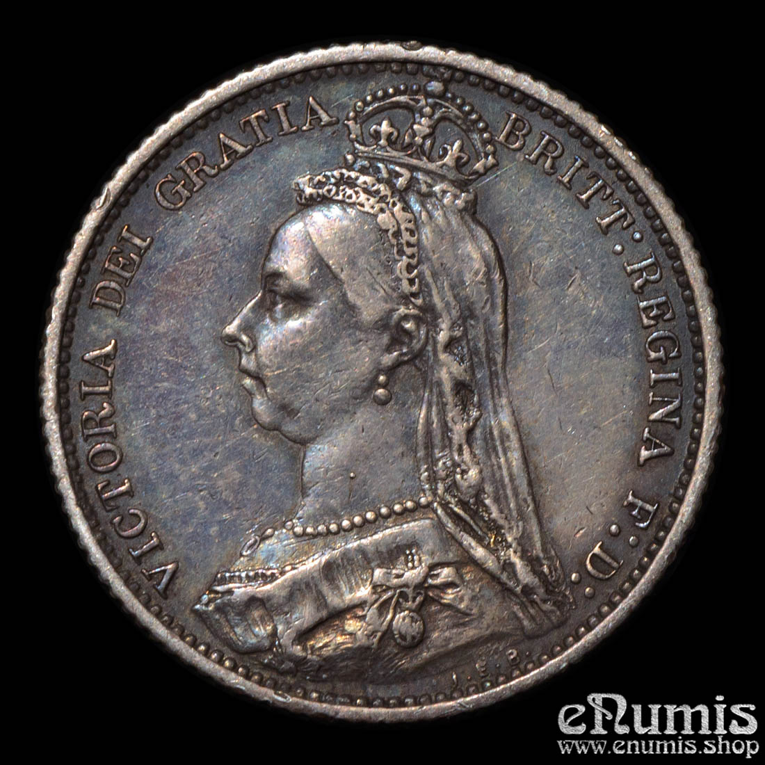 Great Britain, Victoria, Sixpence 1887, Shield, VF-XF