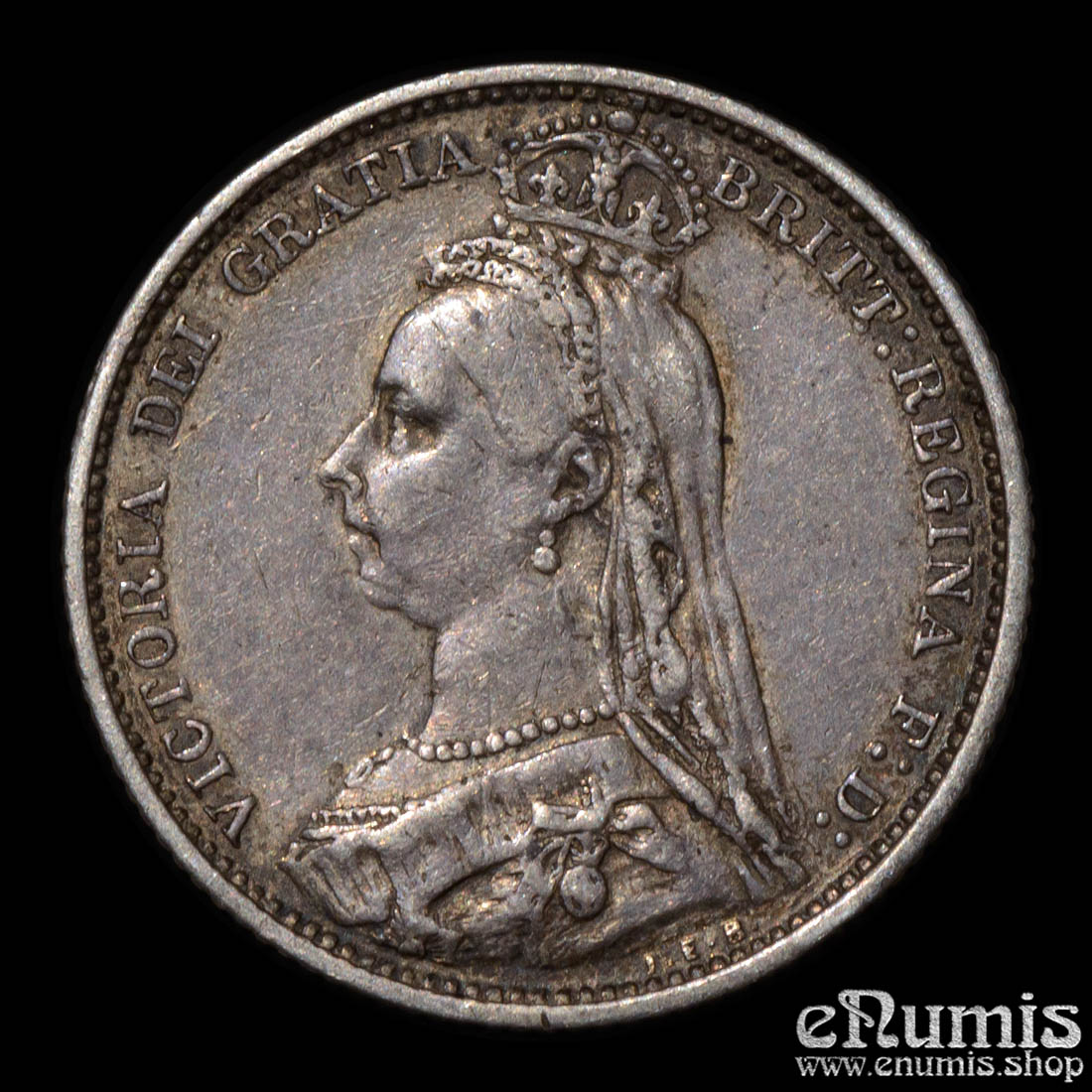 Great Britain, Victoria, Sixpence 1887, Shield, VF+