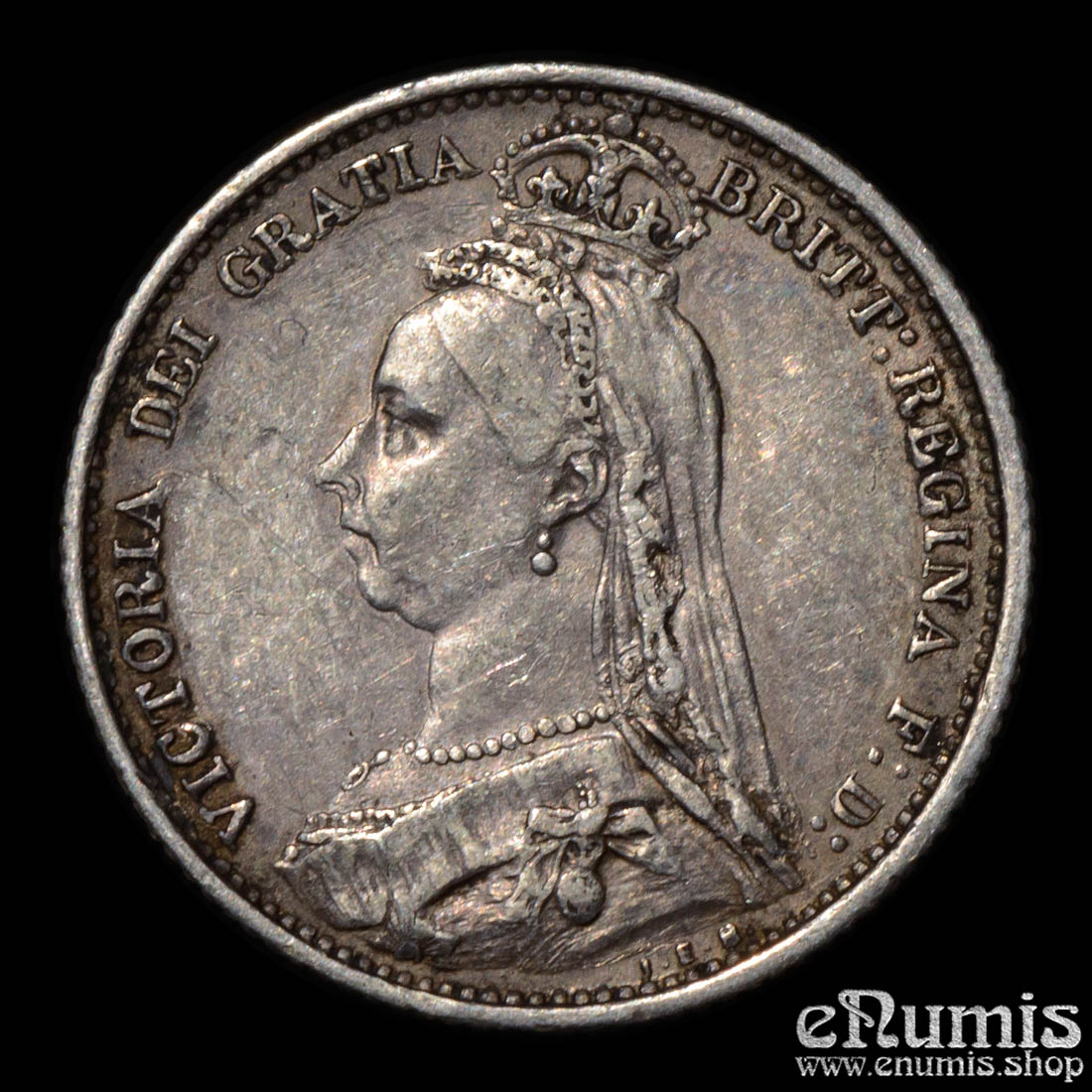 Great Britain, Victoria, Sixpence 1887, Shield, VF+