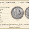 AUSTRIA, Franz Joseph I, 1 Corona 1894, XF