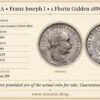 AUSTRIA, Franz Joseph I, 1 Florin Gulden 1889, UNC