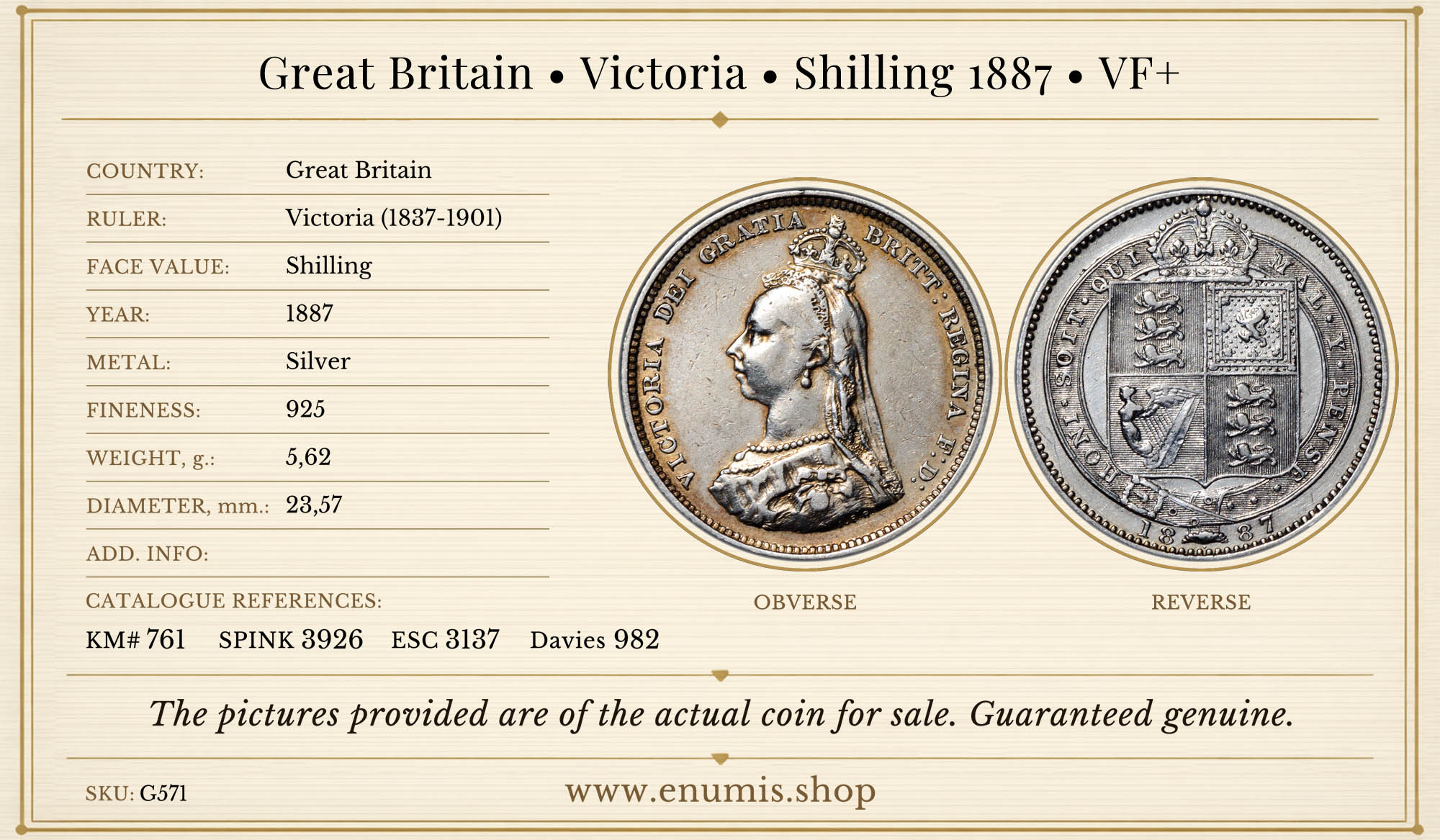 Great Britain, Victoria, Shilling 1887, VF+