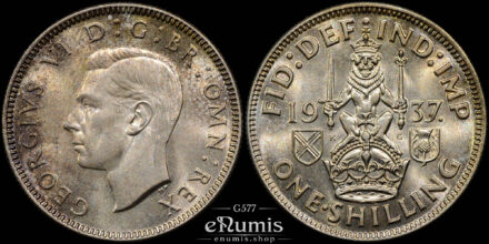 Great Britain, George VI, Shilling 1937, Scottish reverse, UNC