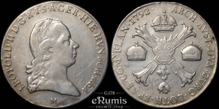 AUSTRIA, Leopold II, Taler Crocione 1792 M, Milan, VF