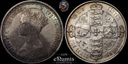 Great Britain, Victoria, Gothic Florin 1872, die number 5, XF-UNC