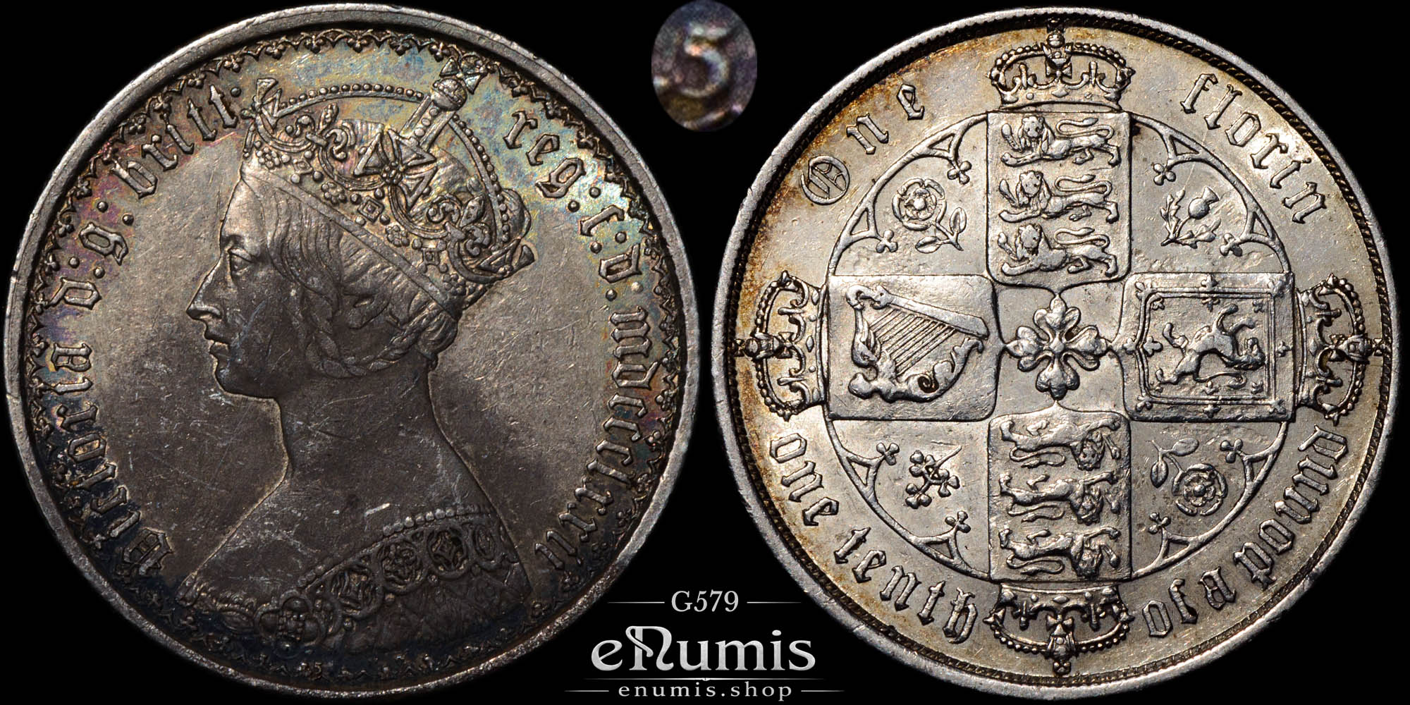 Great Britain, Victoria, Gothic Florin 1872, die number 5, XF-UNC