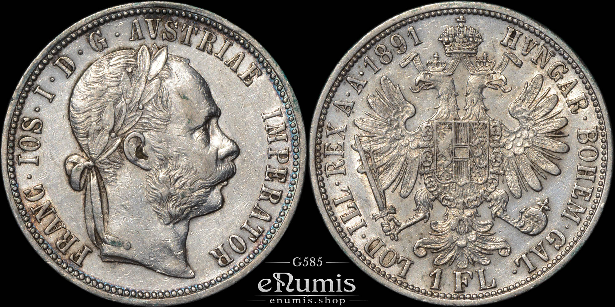 AUSTRIA, Franz Joseph I, 1 Florin Gulden 1891, XF+